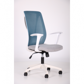 Кресло офисное AMF- Nickel White (сиденье Сидней-05/спинка Сетка SL-18 аквамарин)