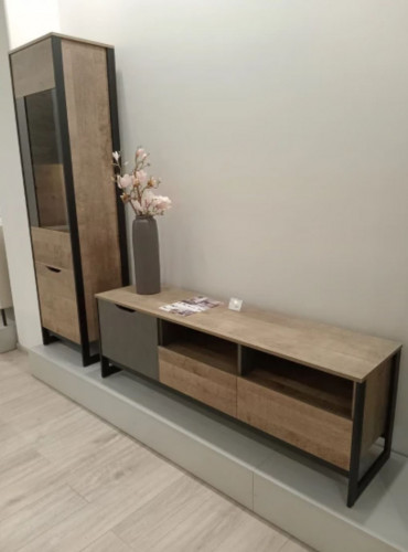 Витрина высокая Perfect Home Арден / Arden 2-дверная 2D1W/56 Дуб санд гранж/матера