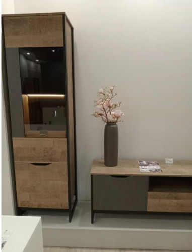 Витрина высокая Perfect Home Арден / Arden 2-дверная 2D1W/56 Дуб санд гранж/матера