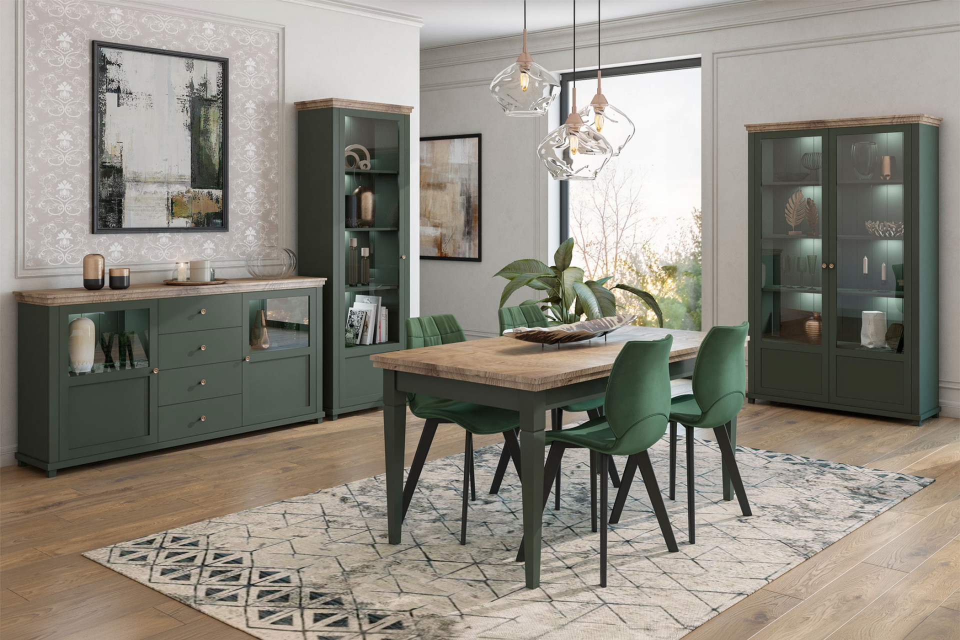 Комод высокий 2 дв+2 ящ (2 стекла) Helvetia EVORA WM