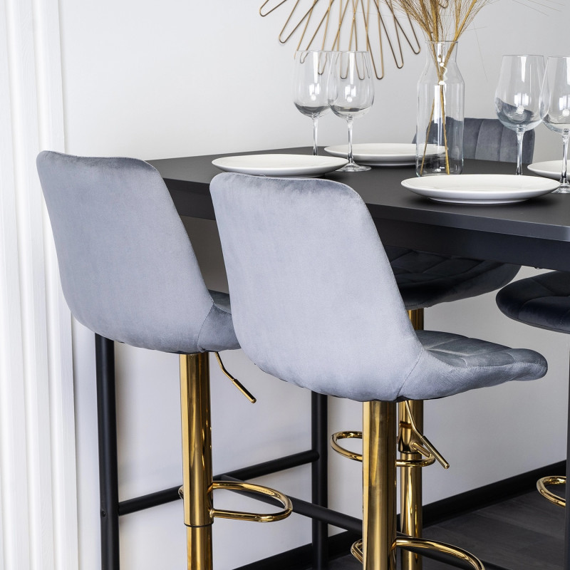 Барный стул Ont- Arcos велюр серый / золотая опора