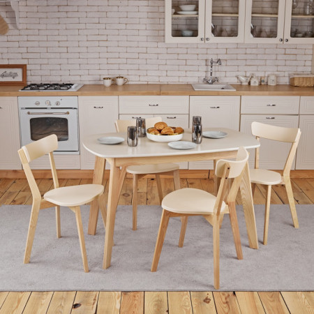 Кухонный комплект Ont- Винцензо 120 бежевый стол + 4 Стула Вито