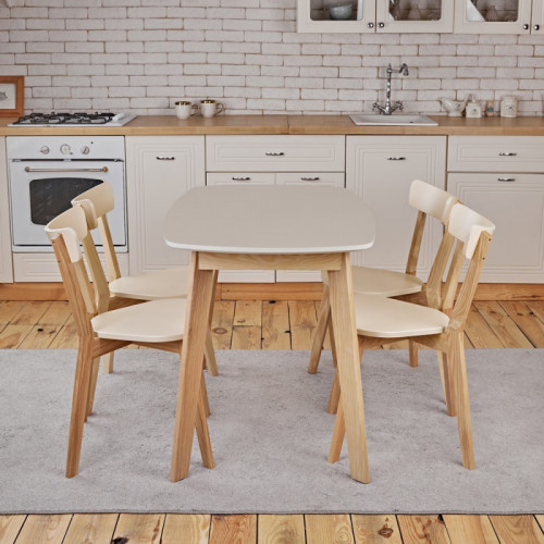 Кухонный комплект Ont- Винцензо 120 бежевый стол + 4 Стула Вито