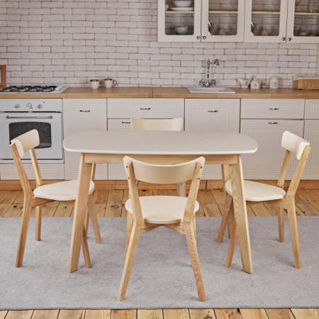 Кухонный комплект Ont- Винцензо 120 бежевый стол + 4 Стула Вито