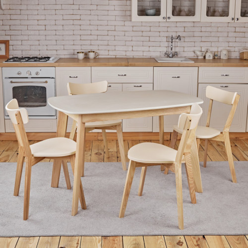 Кухонный комплект Ont- Винцензо 120 бежевый стол + 4 Стула Вито