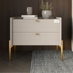 Тумба прикроватная Wood с двумя ящиками Кашемир 50х40х44см (золотые ножки) (LION-041355) ТОП