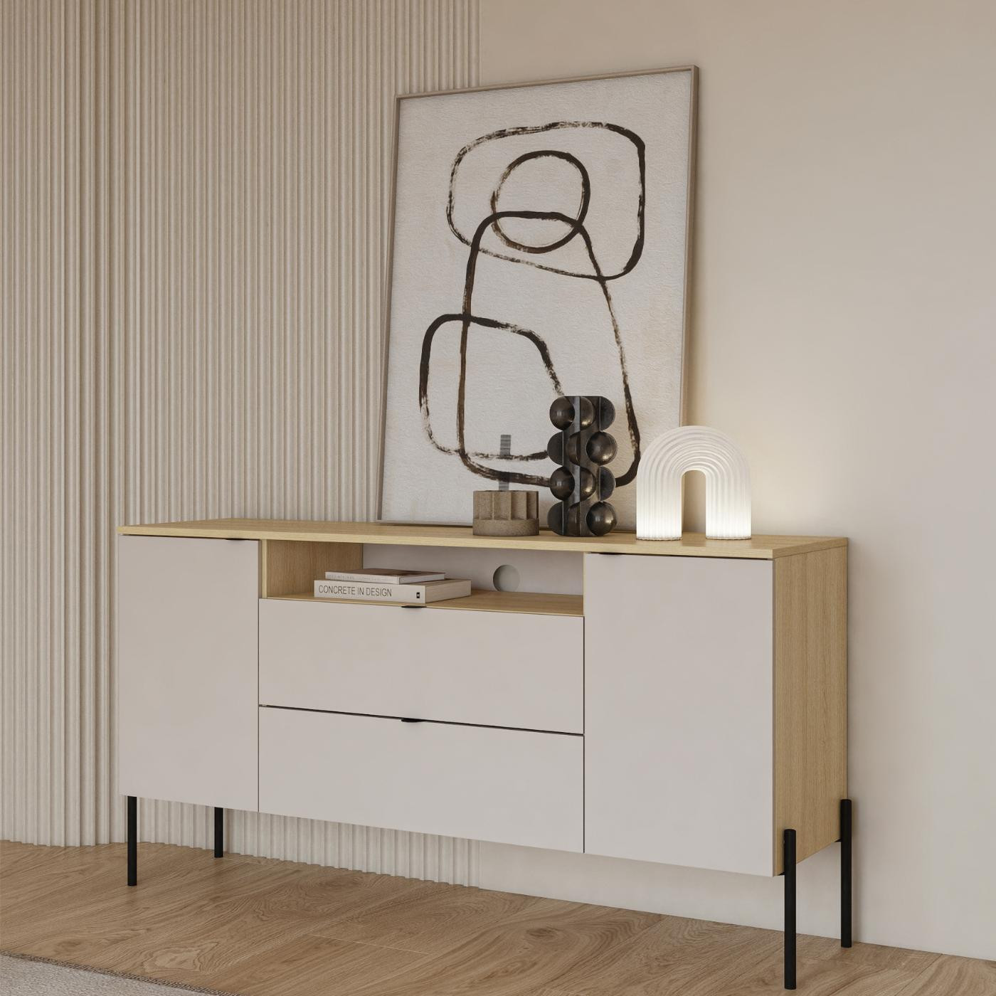 Комод на 2 двери и 2 ящика Helvetia ORE 24LKOG26 (дуб Линдберга/кашемир)