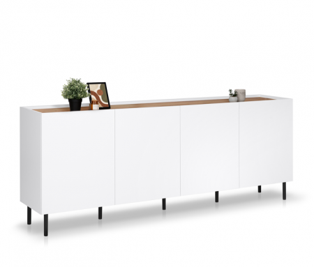 Комод MRK- Нео 4дв 2,0 м глянец дуб Ливорно/ суперМат белый 