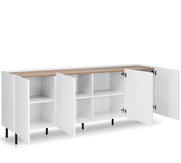 Комод MRK- Нео 4дв 2,0 м глянец дуб Ливорно/ суперМат белый 