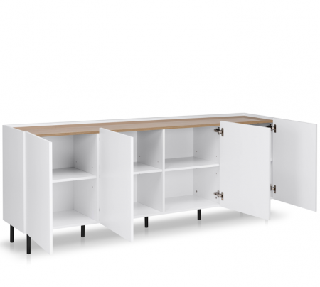 Комод MRK- Нео 4дв 2,0 м глянец дуб Ливорно/ суперМат белый 