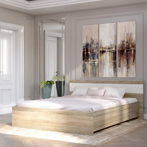 Кровать двуспальная EVR- Соната дуб Сонома + белый