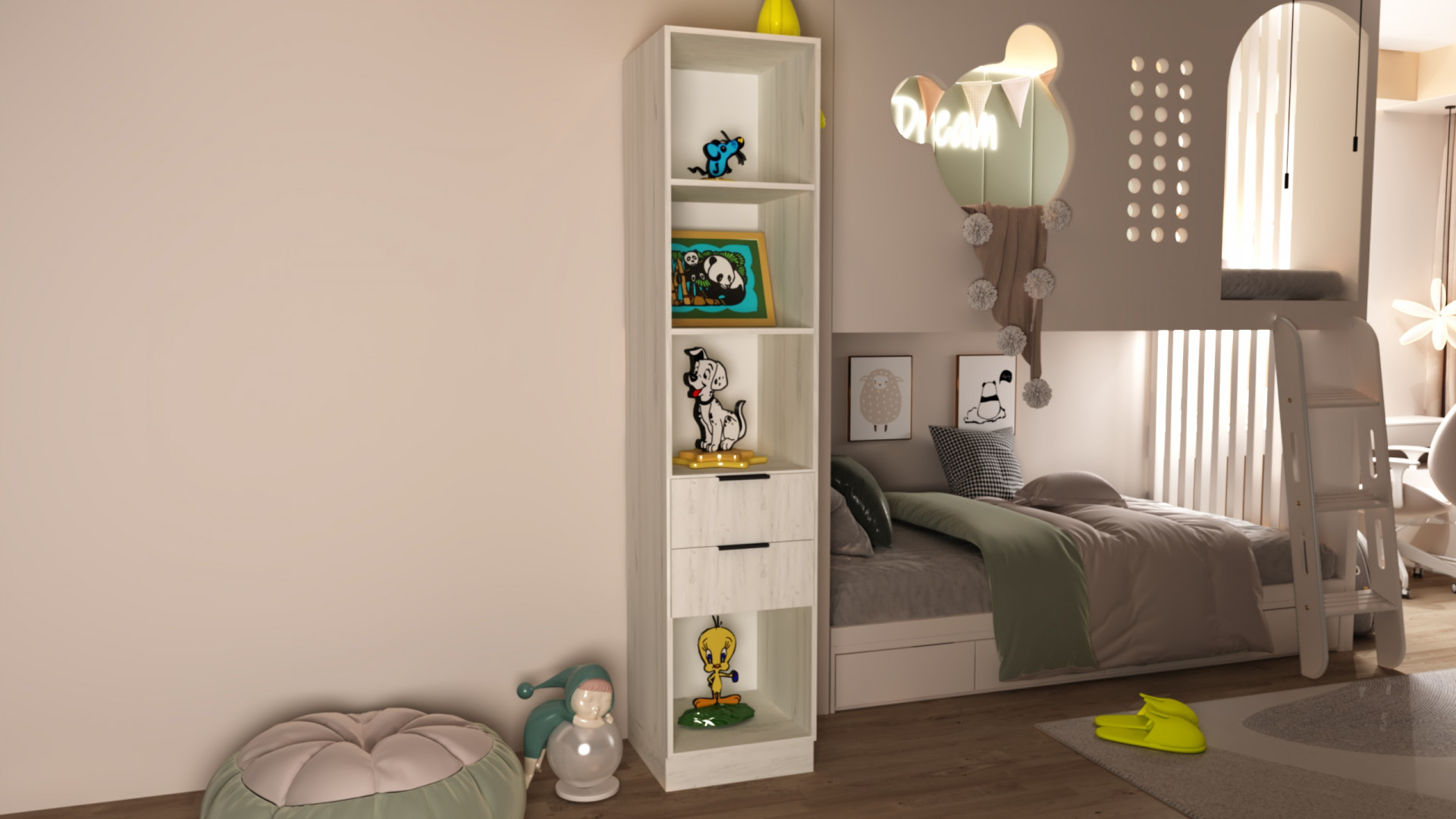 Шкаф-пенал открытый на 2 шухляды ViA- Сити С-2