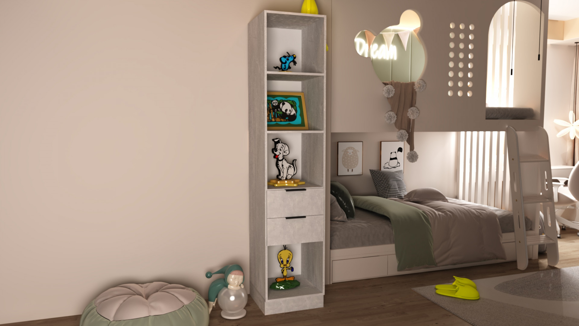 Шкаф-пенал открытый на 2 шухляды ViA- Сити С-2