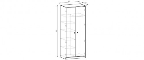 Шкаф детский 195х80х52 cм KOD- ШК-80 Д (белый фасад)