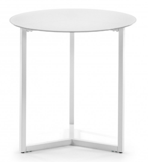 Стол кофейный LFF-  MARAE Ø 50 см (металл белый, стекло белое)