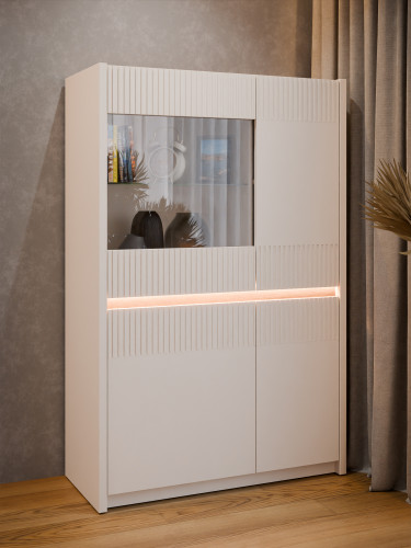 Витрина с освещением Л/П Forte OAK SQUERE OSQV421B песочный 