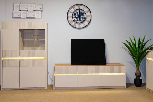 Витрина с освещением Л/П Forte OAK SQUERE OSQV421B песочный 