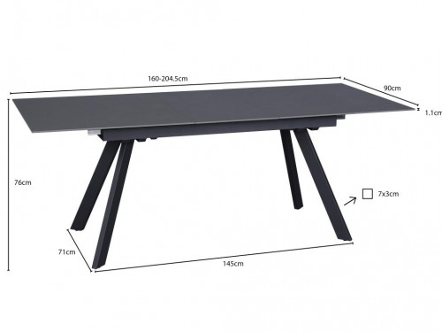 Стол керамический Avn- MARS 160-205x90 Ceramic Grey