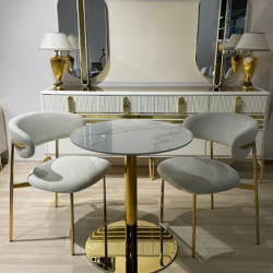 Стол круглый 70х70 см Art-Deco EXI- DEBOR белый мрамор глянец + золотая ножка