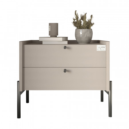 Тумба прикроватная LION- Wood с двумя ящиками Кашемир 50х40х44см (черные ножки) (LION-041356)