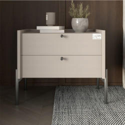 Тумба прикроватная Wood с двумя ящиками Кашемир 50х40х44см (черные ножки) (LION-041356) ТОП