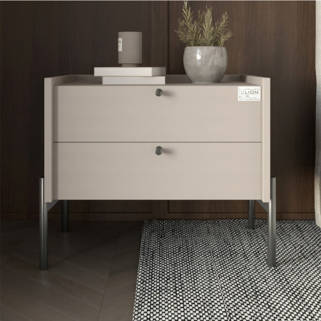 Тумба прикроватная LION- Wood с двумя ящиками Кашемир 50х40х44см (черные ножки) (LION-041356)