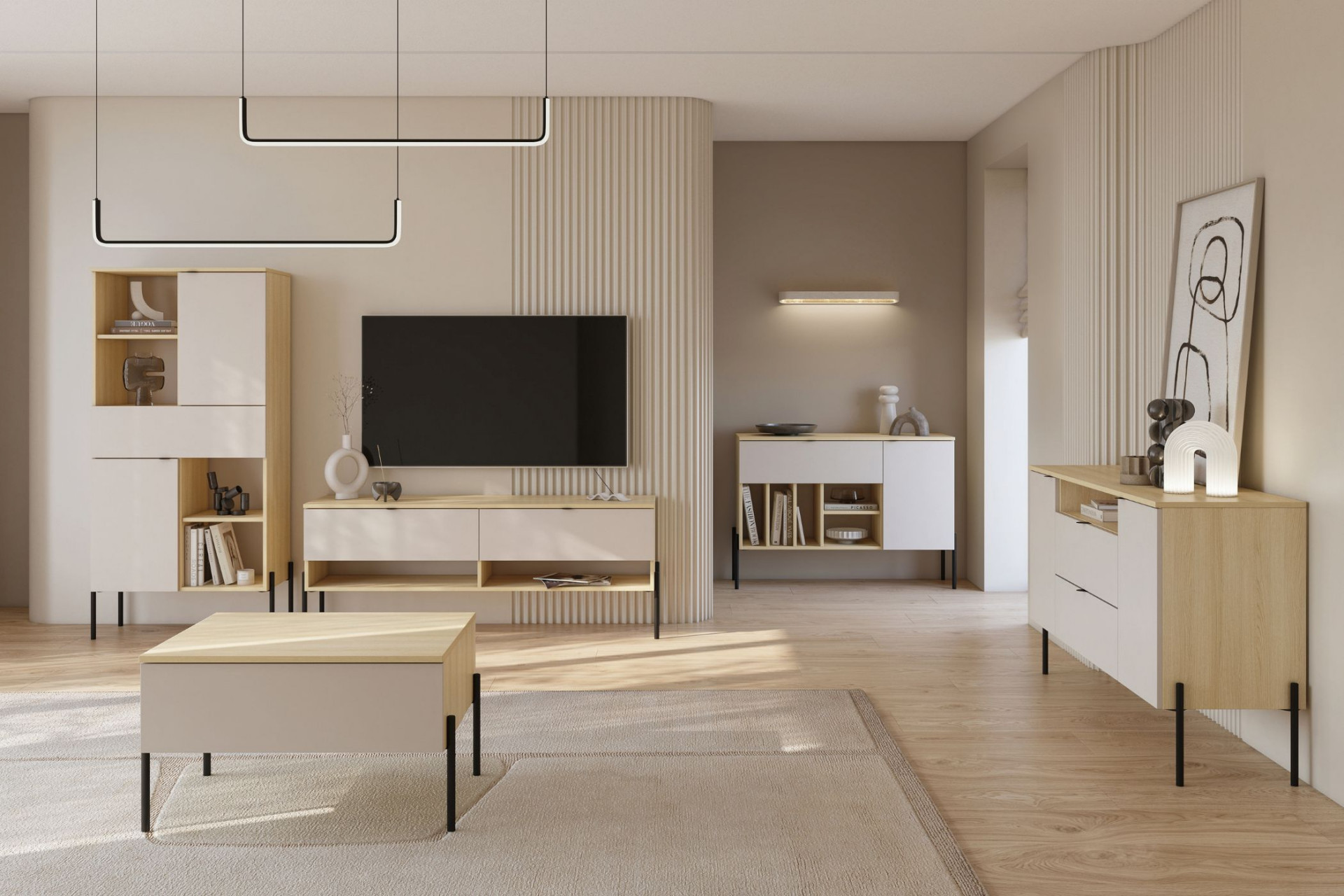 Тумба под телевизор Helvetia ORE 24LKOG41 (дуб Линдберга/кашемир)