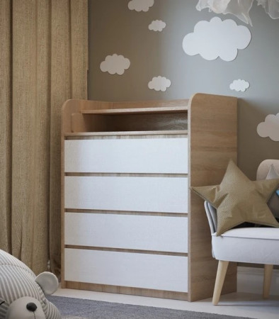 Комод пеленальный EVR- дуб Сонома + фасад белый