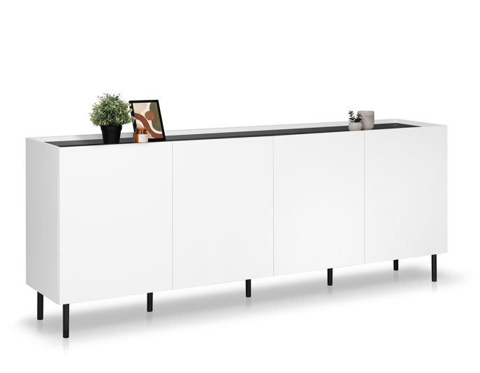 Комод MRK- Нео 4дв 2,0 м глянец Антрацит/ суперМат белый  