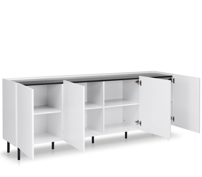 Комод MRK- Нео 4дв 2,0 м глянец Антрацит/ суперМат белый  