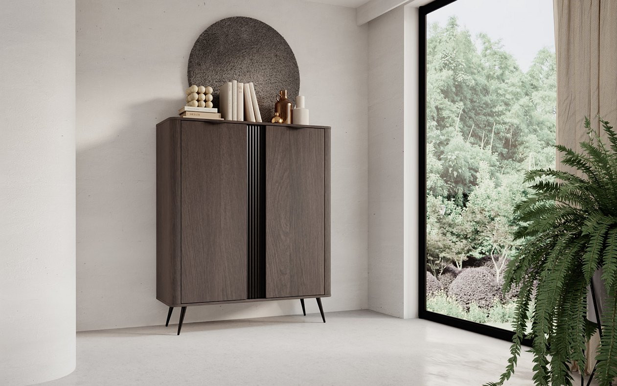 Комод высокий Perfect home Veris 2D/113 (дуб дунин / черный)