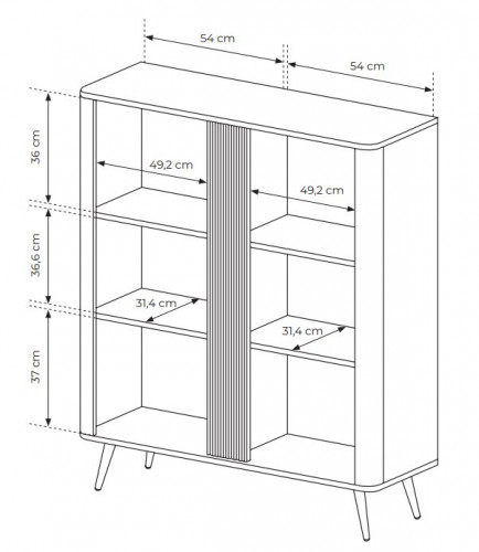 Комод высокий Perfect home Veris 2D/113 (дуб дунин / черный)