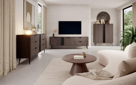 Комод высокий Perfect home Veris 2D/113 (дуб дунин / черный)