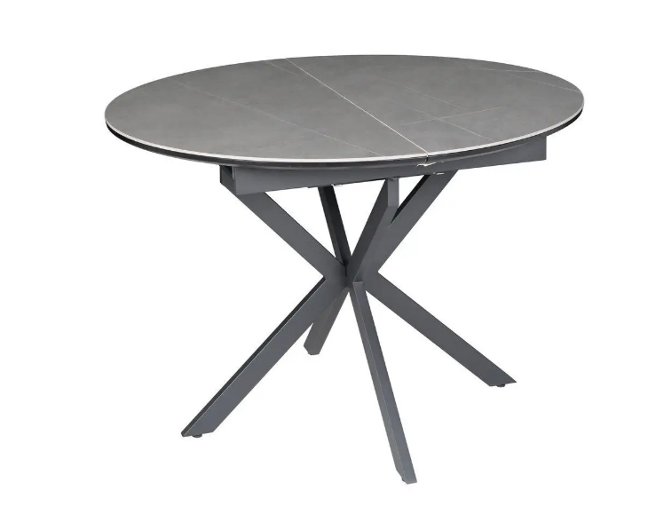 Стол раскладной INI- GENEWA CERAMIC 105(140)*105 серый/черный