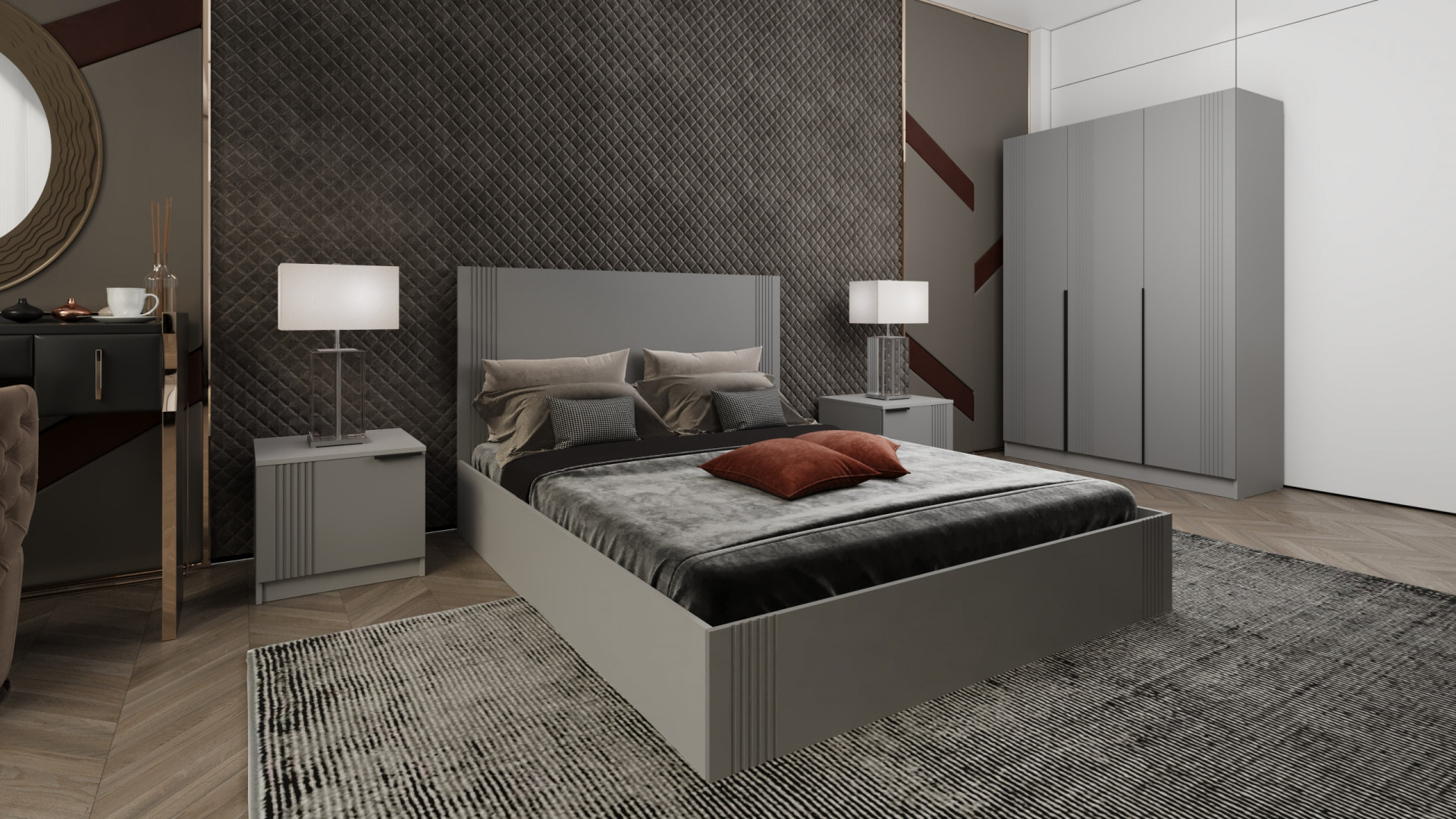 Спальный комплект ViA- APC (серый)