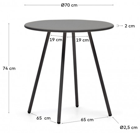 Стол круглый уличный Kave Home MONTJOI J0400004NN02 (серый)