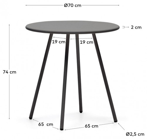 Стол круглый уличный Kave Home MONTJOI J0400004NN02 (серый)