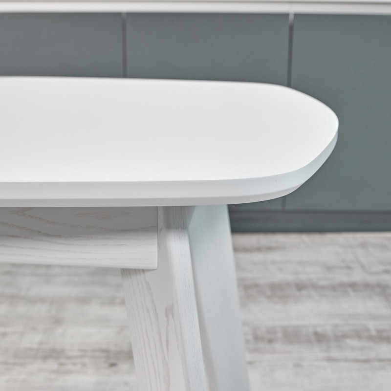 Кухонный комплект Ont- Винцензо 100 Премиум белый стол + 4 Стула Вито Премиум серый