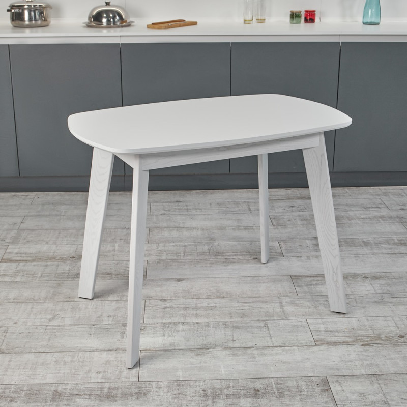 Кухонный комплект Ont- Винцензо 100 Премиум белый стол + 4 Стула Вито Премиум серый