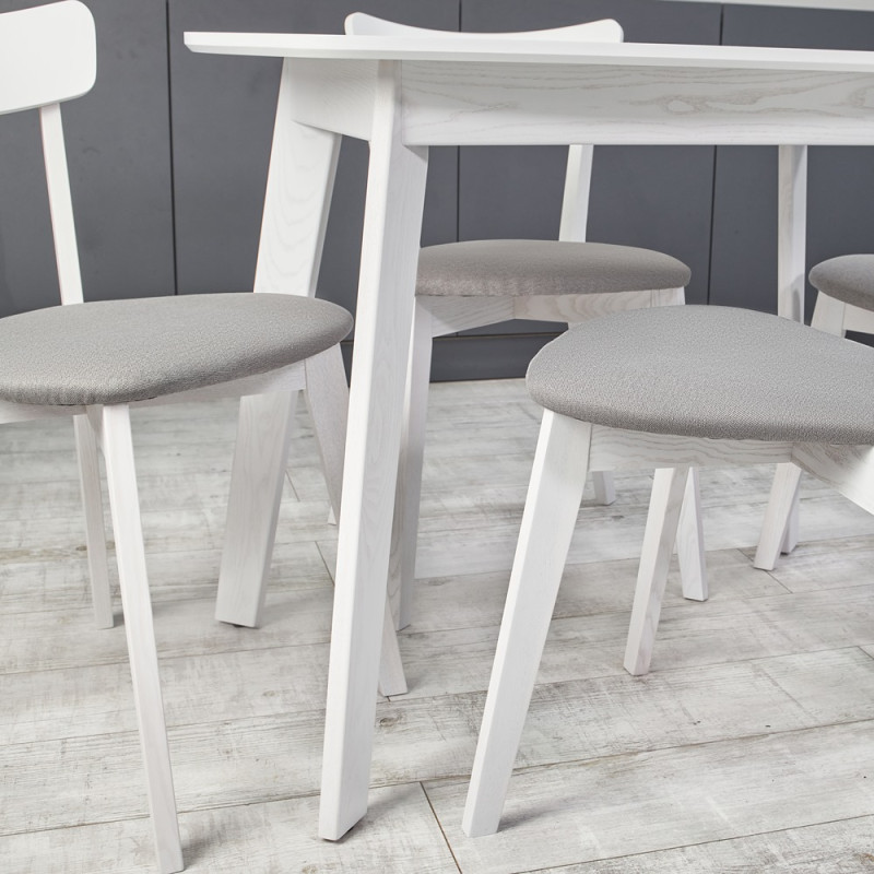 Кухонный комплект Ont- Винцензо 100 Премиум белый стол + 4 Стула Вито Премиум серый