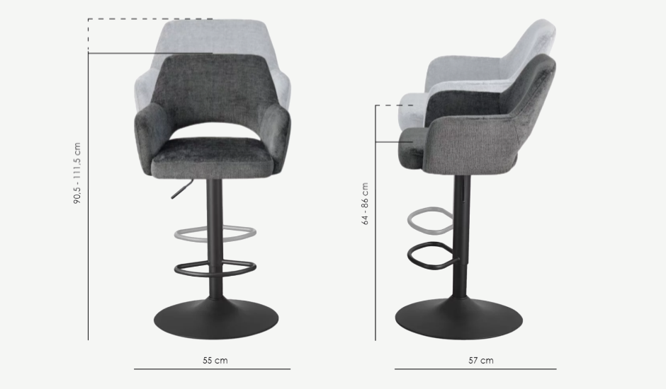 Барный стул поворотный CRV- Rouse с подлокотниками (Charcoal chic)