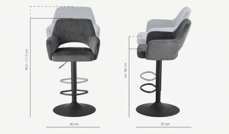 Барный стул поворотный CRV- Rouse с подлокотниками (Charcoal chic)