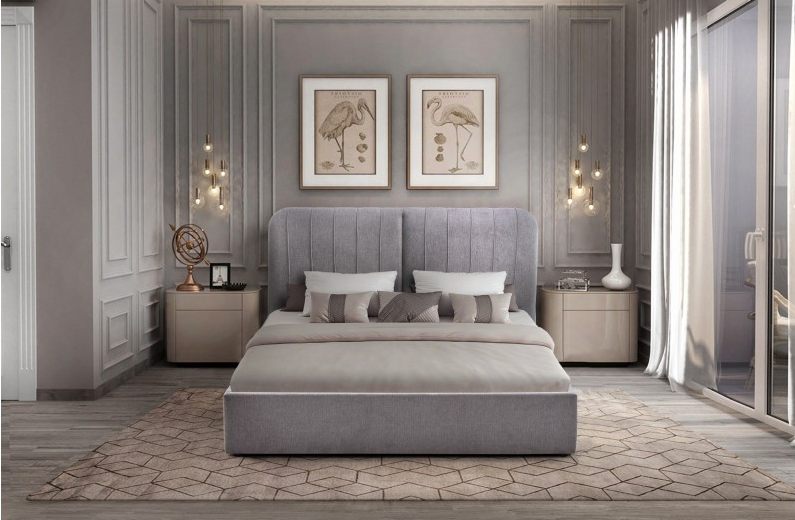 Кровать с подъемным механизмом BIO- Бьянка (светло-серый)  