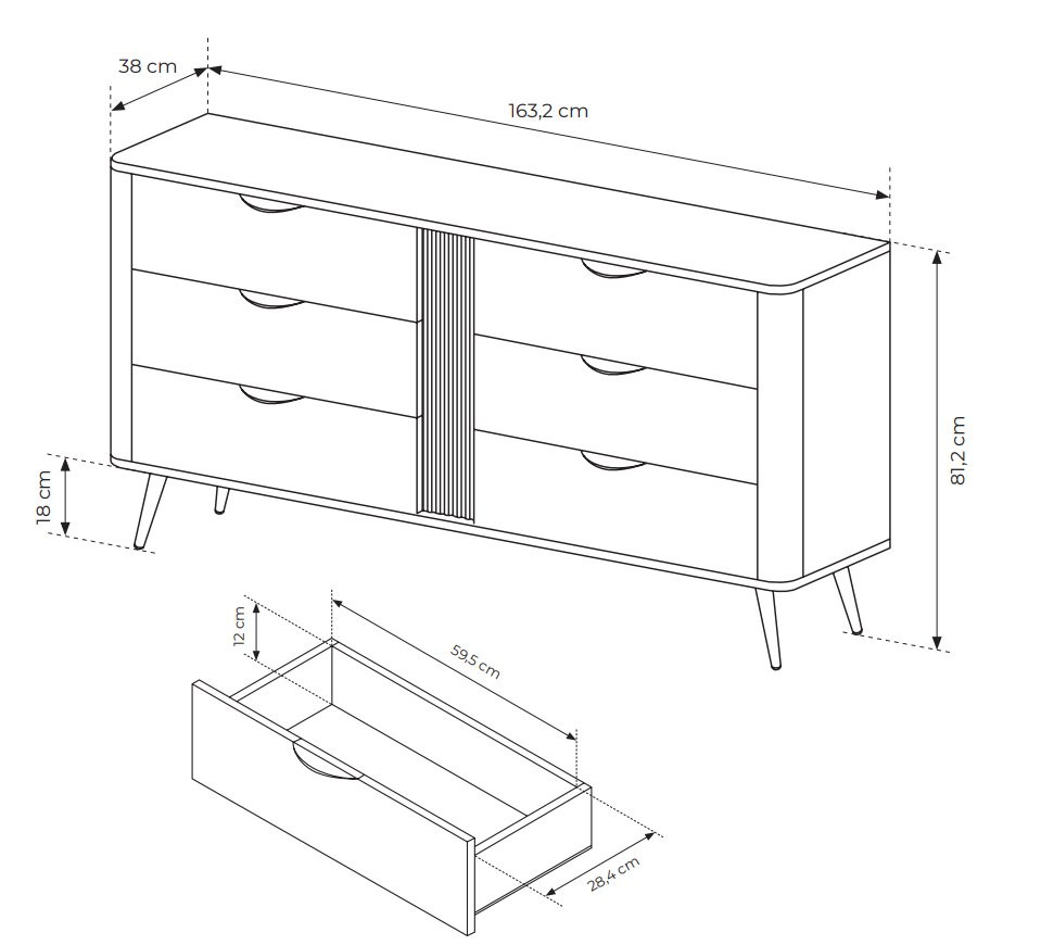Комод Perfect home Veris 6S/163 (дуб дунин / черный)