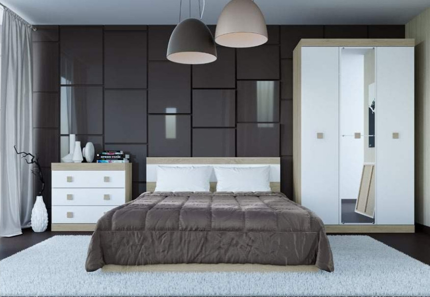 Спальня (модульная) EVR- Соната-3 дуб Сонома + фасад белый