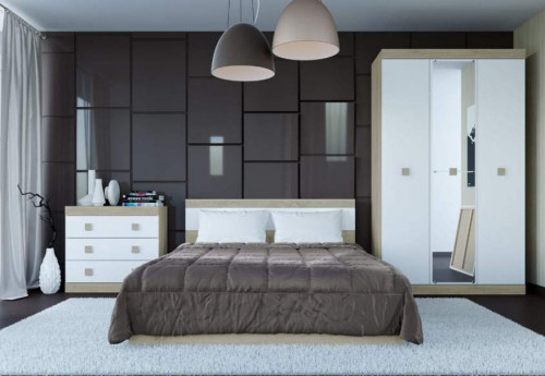 Спальня (модульная) EVR- Соната-3 дуб Сонома + фасад белый