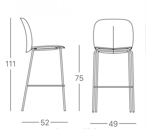Стул барный VLL- SCAB Mentha 2715 (антрацит, тортора, карамель, шалфейный)