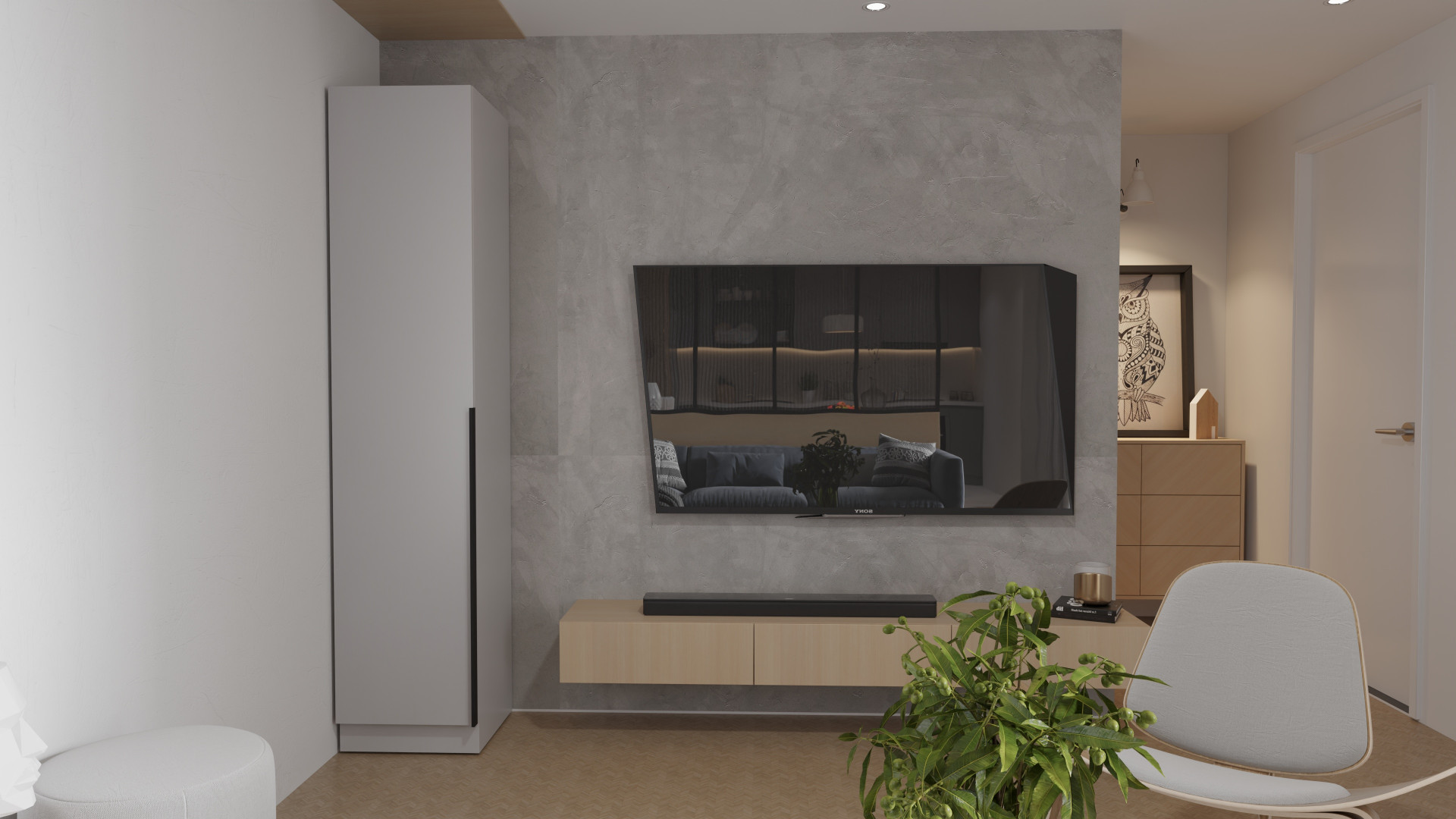 Шкаф-пенал с полками на 2 шухляды и 1 дверь ViA- Сити С-4