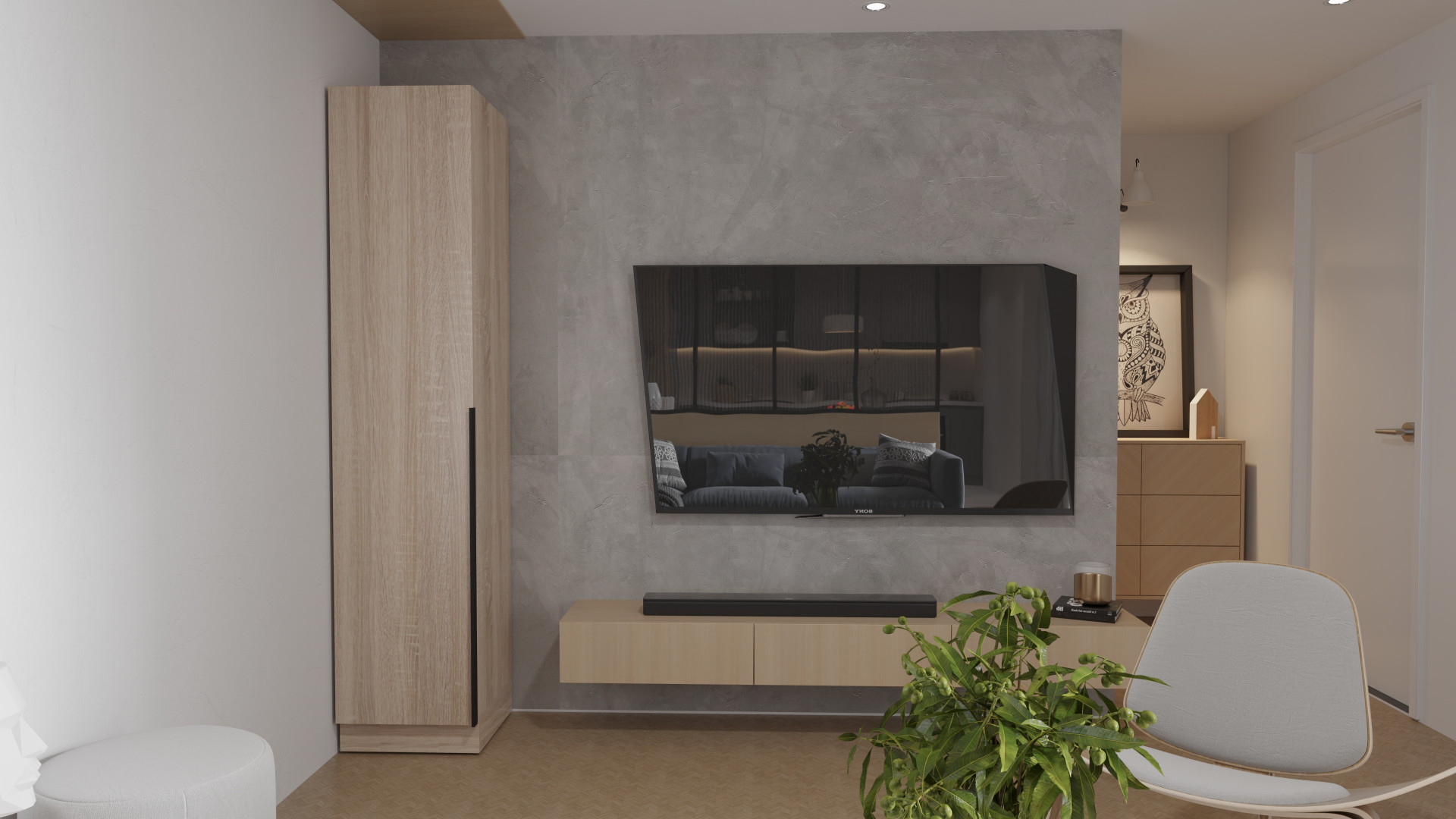 Шкаф-пенал с полками на 2 шухляды и 1 дверь ViA- Сити С-4