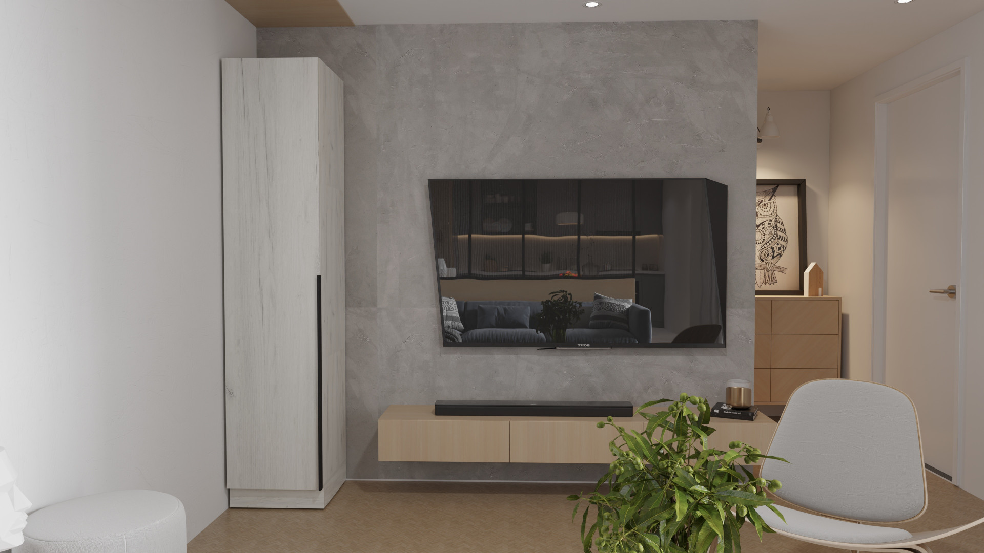 Шкаф-пенал с полками на 2 шухляды и 1 дверь ViA- Сити С-4